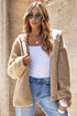 Sherpa Fleece Zip Front Drawstring Hood Drop Shoulder Pocketed Jacket